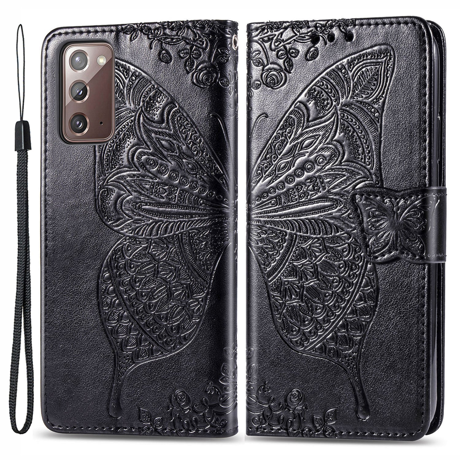 For Samsung Galaxy Note20 Note20 5G PU Leather Wallet Case Imprinted Butterfly Pattern Shockproof Phone Stand Cover with Strap For Samsung Galaxy Note20 Note20 5G PU Leather Wallet Case Imprinted Butterfly Pattern Shockproof Phone Stand Cover with Strap
